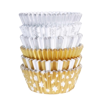 Cupcake Baking Cases - Metallic Gold and Silver